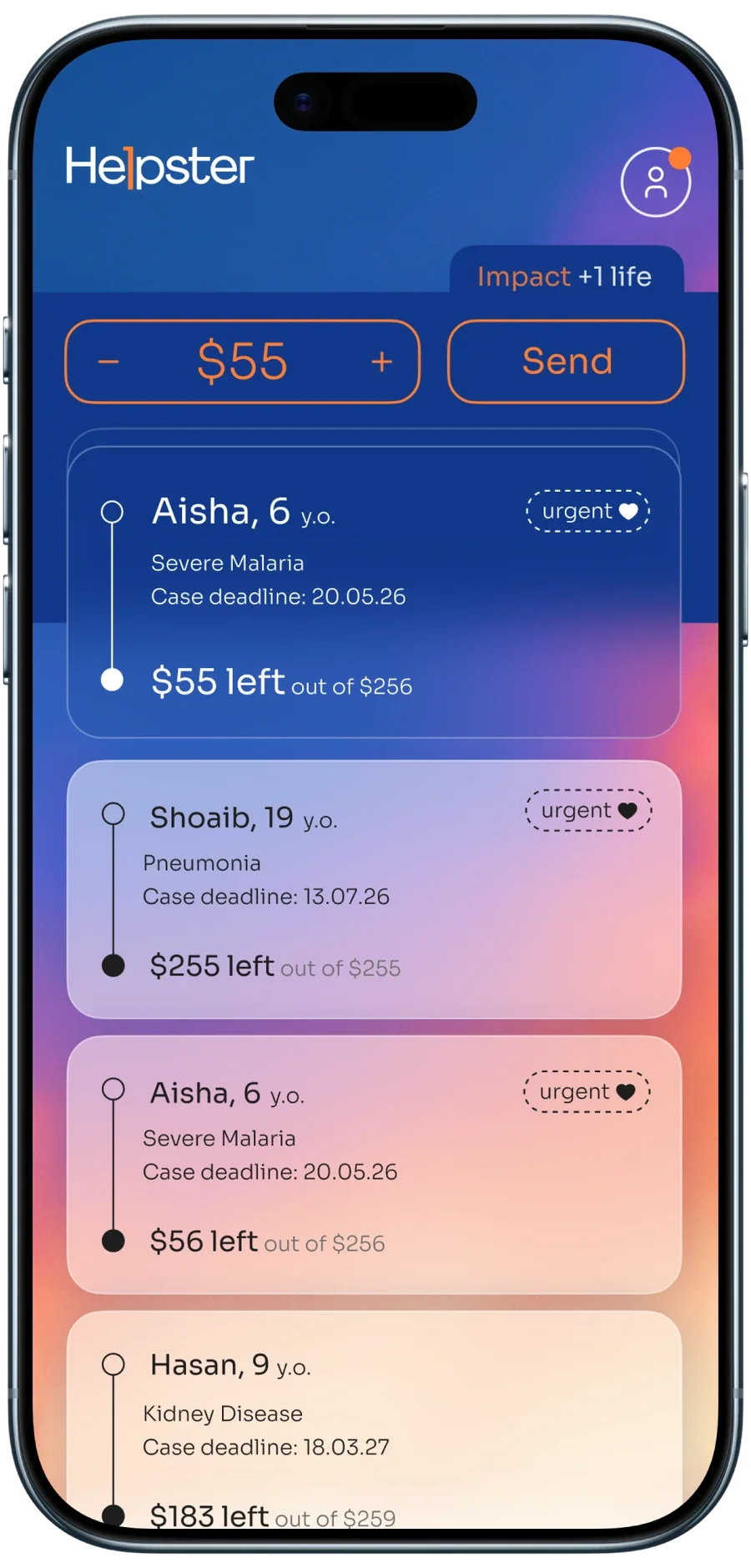 Helpster app screen mockup