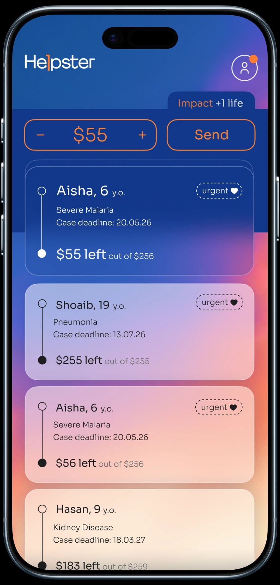 Helpster app screen mockup